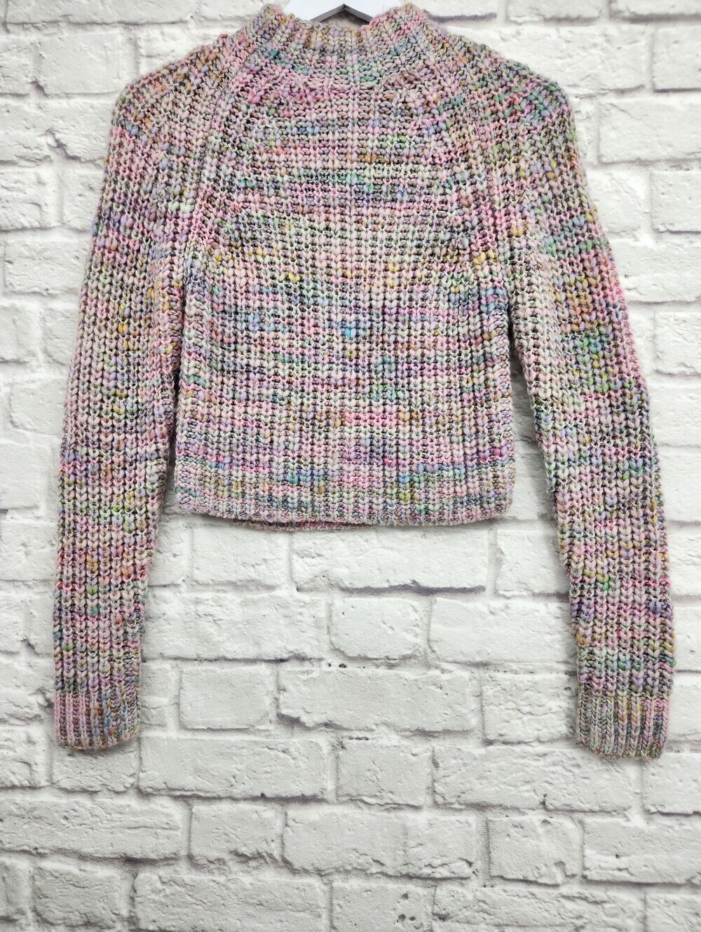 Wilfred Free Aritzia Wool Blend Multicolor Chunky Knit Mock Neck Sweater Size S